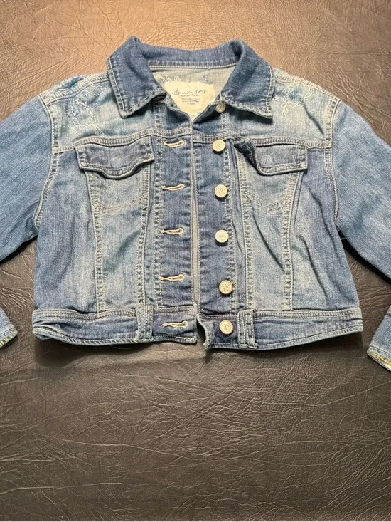 American Rag Y2K Cropped Denim Jacket Embroidered Size Small Western Festival - Picture 4 of 9